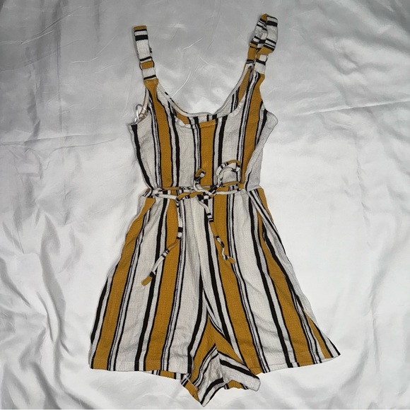 Love Tree Striped Button Romper - Picture 4 of 7
